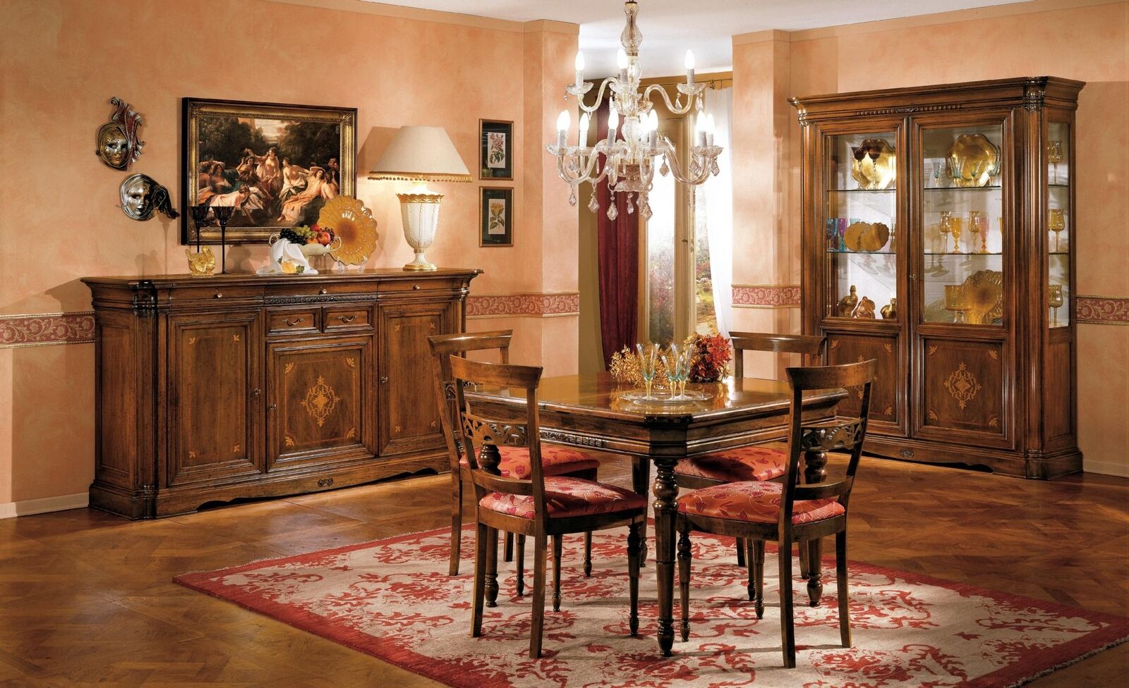 Esszimmer Set Esstisch 4x Stuhl Kommode Vitrine Garnitur Tisch Gruppe 7tlg Möbel