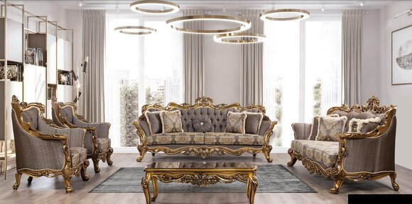 Luxus Garnitur Set 5tlg Sofagarnitur 3+3+1+1 Sitzer Couchtisch Sofa Sofas Sessel