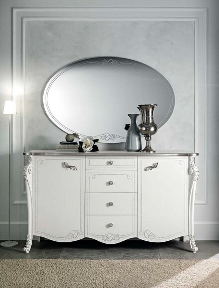 Spiegel Eleganter Art déco Style Wohnzimmer Oval Klassische Möbel Wandspiegel