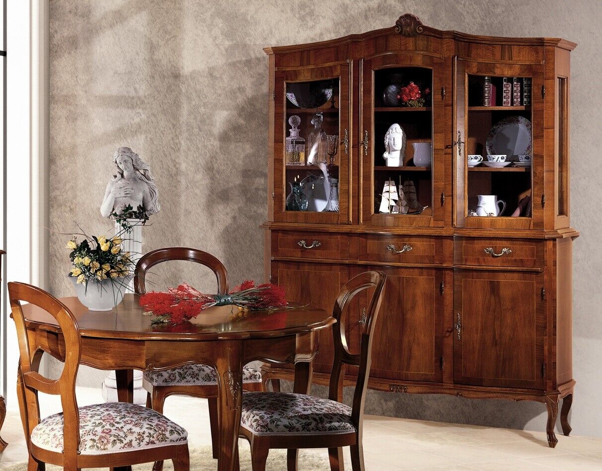 Anrichte Vitrine Sideboard Glasschrank Schrnak Holz Massive Möbel Italien Glas