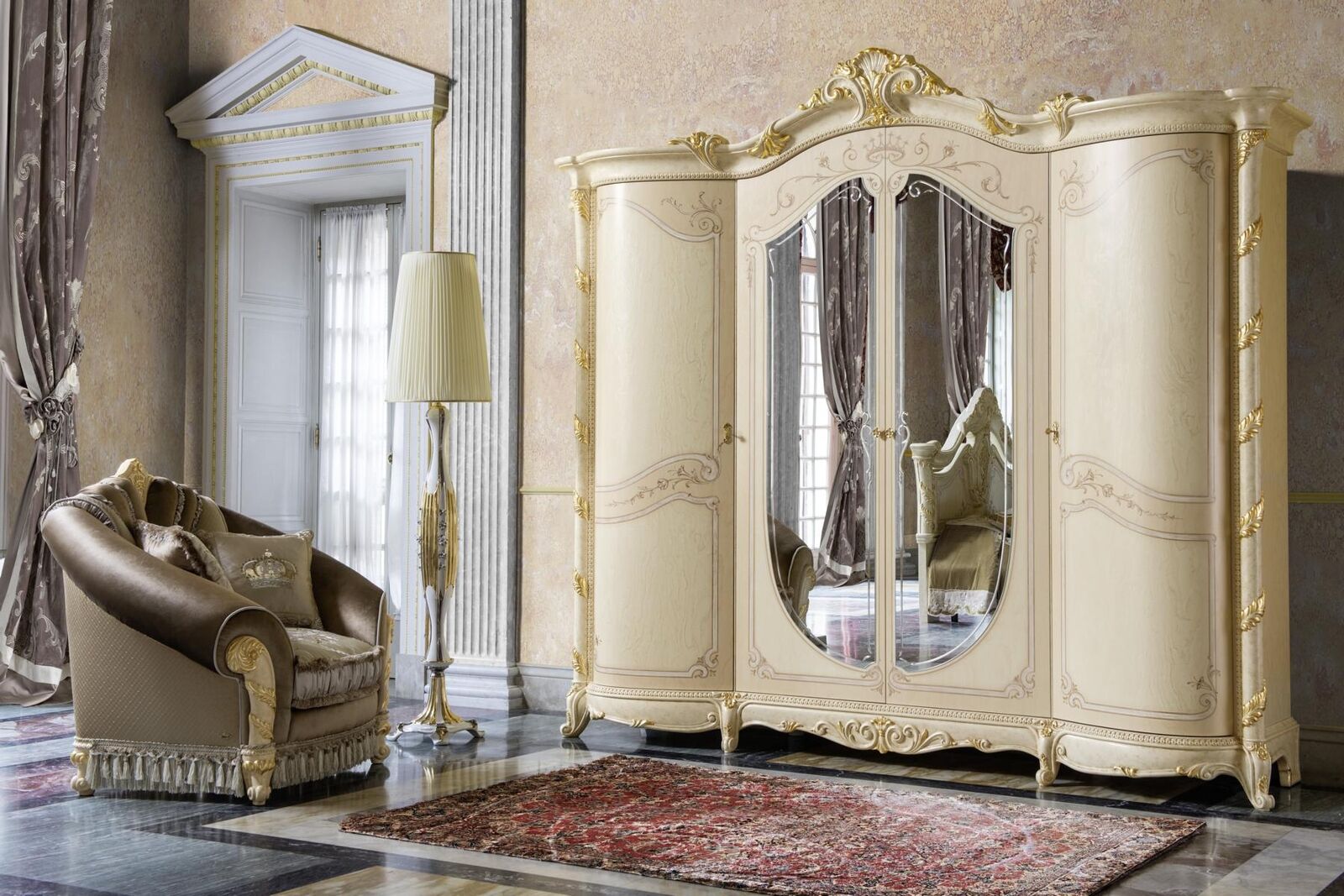 Schlafzimmer Möbel Italien Holzschrank Schrank Echtholz Kleiderschrank Massive