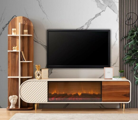 Kamin Sideboard Feuer Imitation Schrank Regal Sideboard Lowboard rtv tv Holz Neu