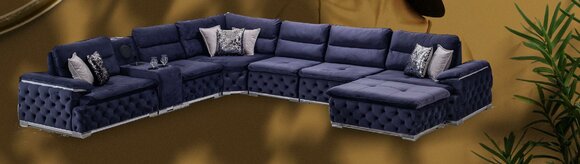 Ecksofa U-Form Chesterfield Sofa Wohnzimmer Möbel italienischer Stil