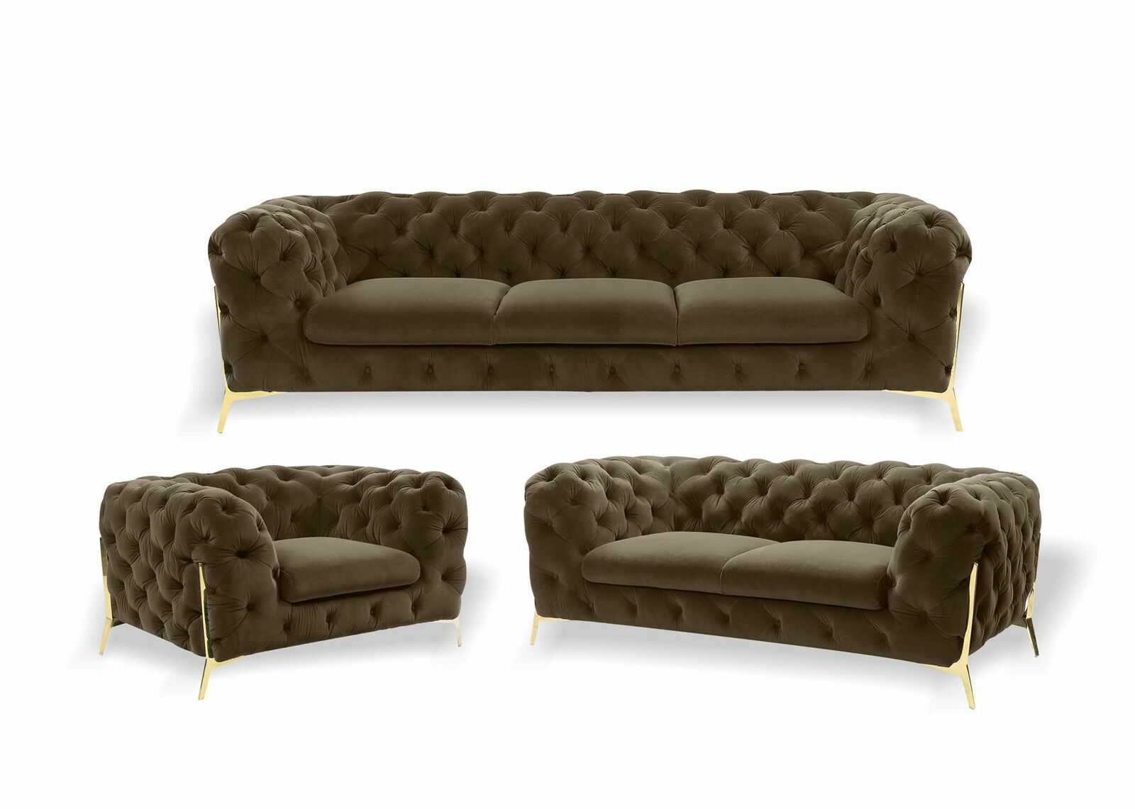 Luxus Möbel Sofa Garnitur Couch Sofa Polster 3 2 1 Sitzer Chesterfield Holz 3tlg