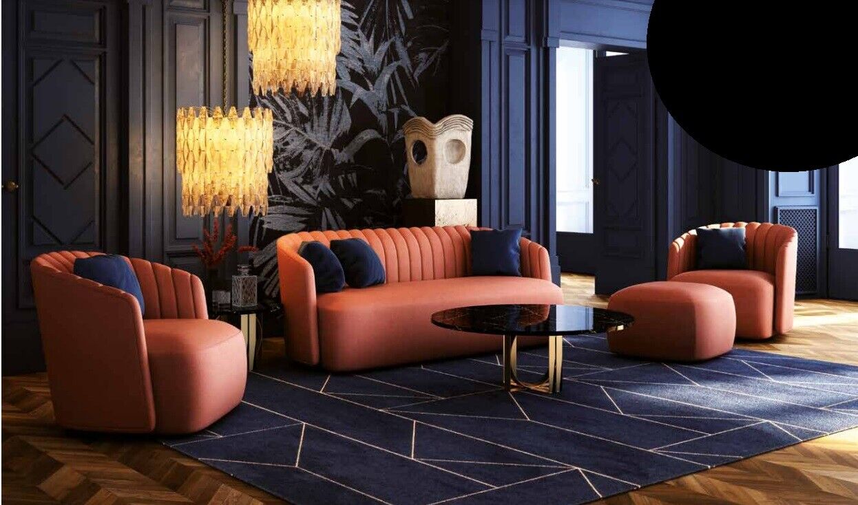 Couch Luxus Set 4 tlg Sofagarnitur 321 Hocker Garnitur Sofa Sofas Sessel Gruppe