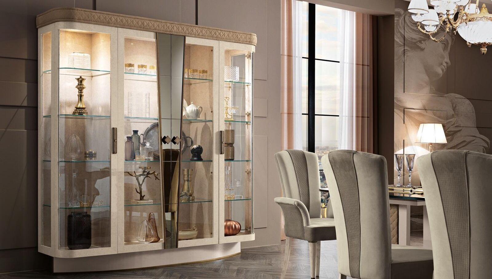 Vitrinen Wohnzimmer Schränke Anrichte Schrank Klassische Regal Glas