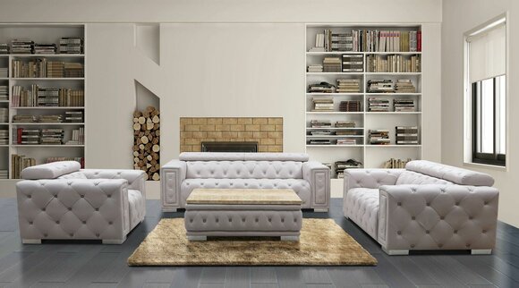 Couch Set Garnitur Polster Design Chesterfield Sofagarnitur 3+1 Sofa Leder Neu