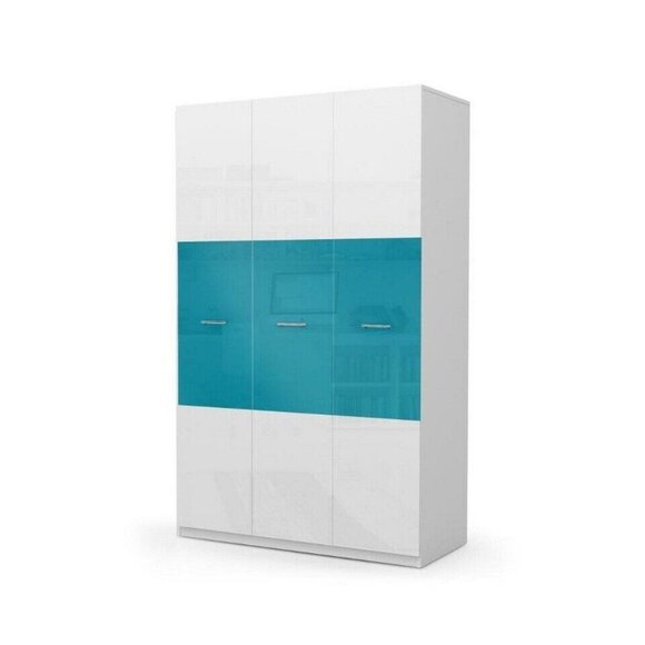 Kleiderschrank Schlafzimmer Mehrzweck Schränke Holz 3 türiger Hochglanz Blau Neu