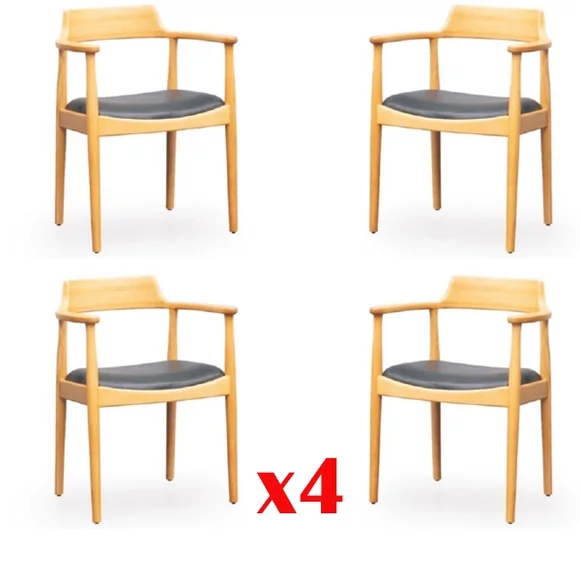 Esszimmer Stühle Holz Design Sessel Polster Set 4x Stühle Stuhl Textil