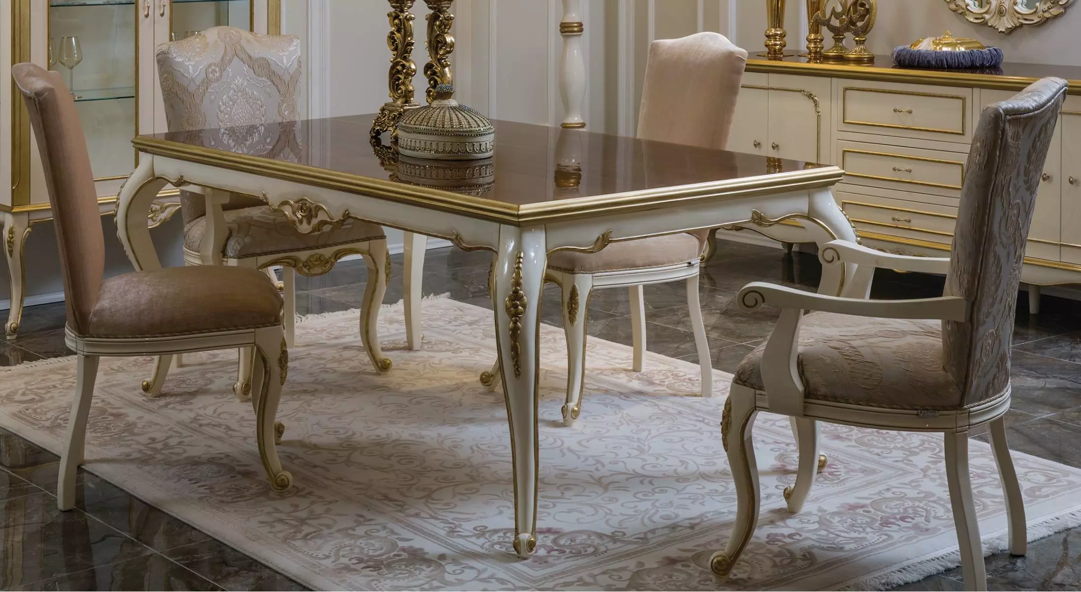 Französischer Esstisch Esszimmer Tisch Klassische Barock Rokoko Neu