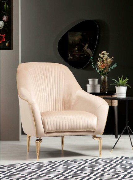 Sessel Einsitzer Luxus 1 Sitzer Polster Sitz Designer Textil Sitz Stoff Modern