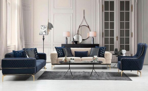 Sofagarnitur Sofa Luxus Sessel Sofas Dreisitzer 3+3+1 Sitzer Garnitur Modern