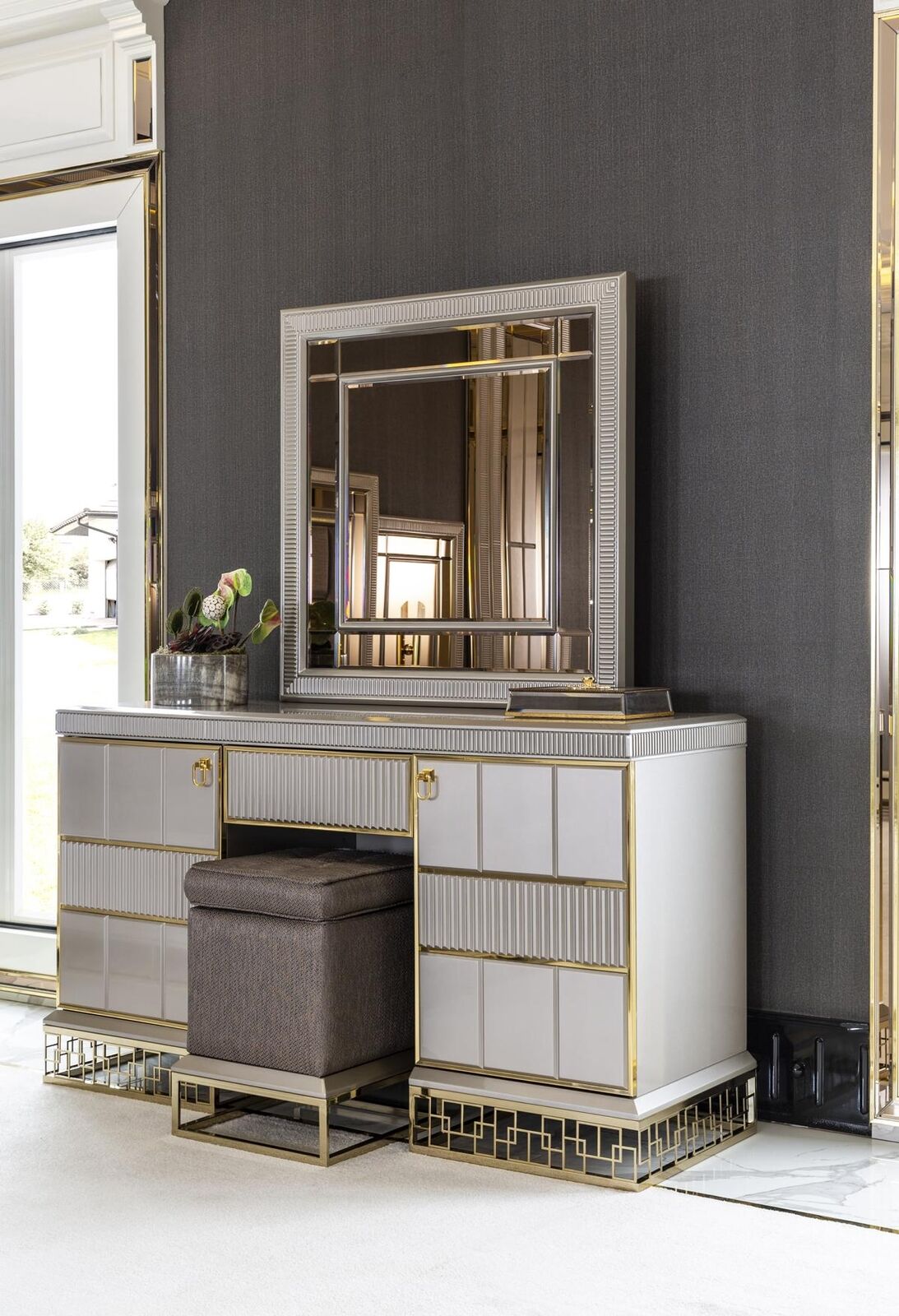 Schlafzimmer Set Weiß Schminktisch Holz Elegantes Spiegel Modern Schön Neu