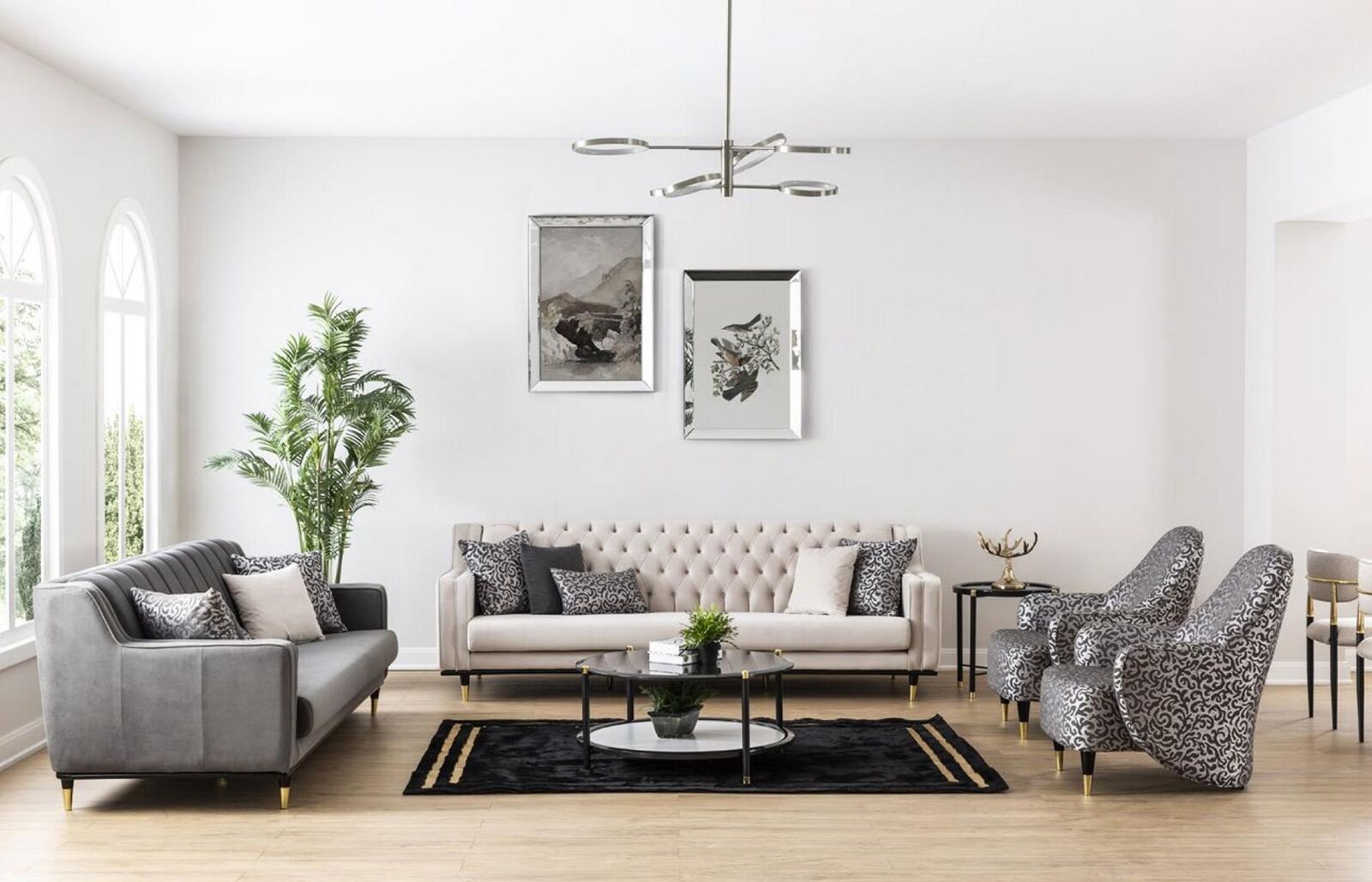 Luxus Garnitur Set 5tlg Sofagarnitur 3+3+1+1 Sitzer Couchtisch Sofa Sofas Sessel