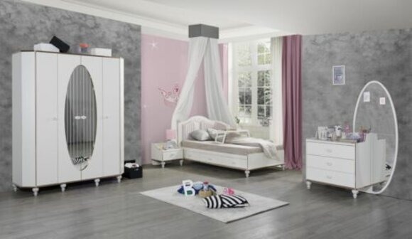 Bett Nachttisch Kommode 4 tlg. Schlafzimmer Set Design Modern Luxus