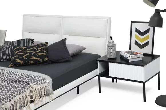 Nachttisch Nachtschränkchen Holz Modern Tisch Weiß Schlafzimmer Design