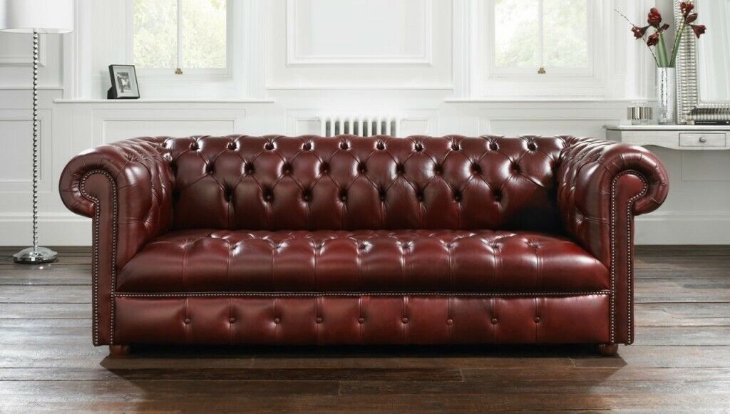 Chesterfield Sofa 3 SITZER Polster Designer Couchen 100% Leder Sofort