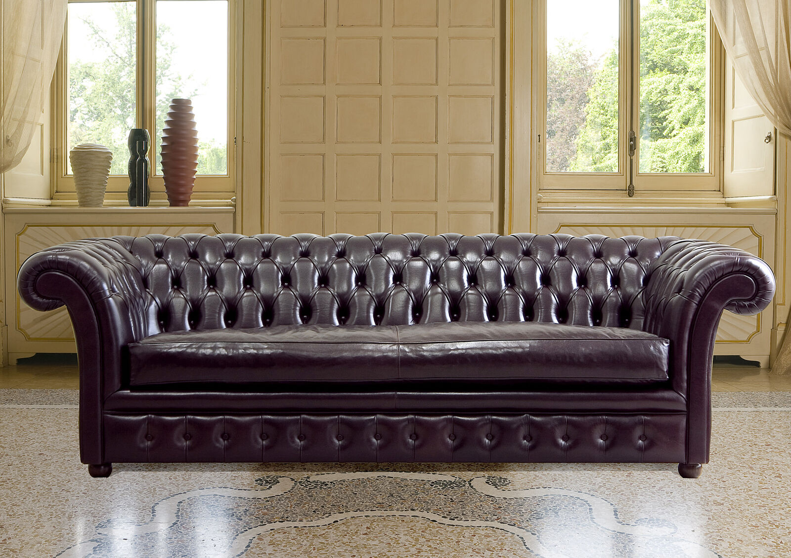 Polster Couch Sofa Klassik Chesterfield Chesterfield 3 Sitzer 100% Leder Sofort
