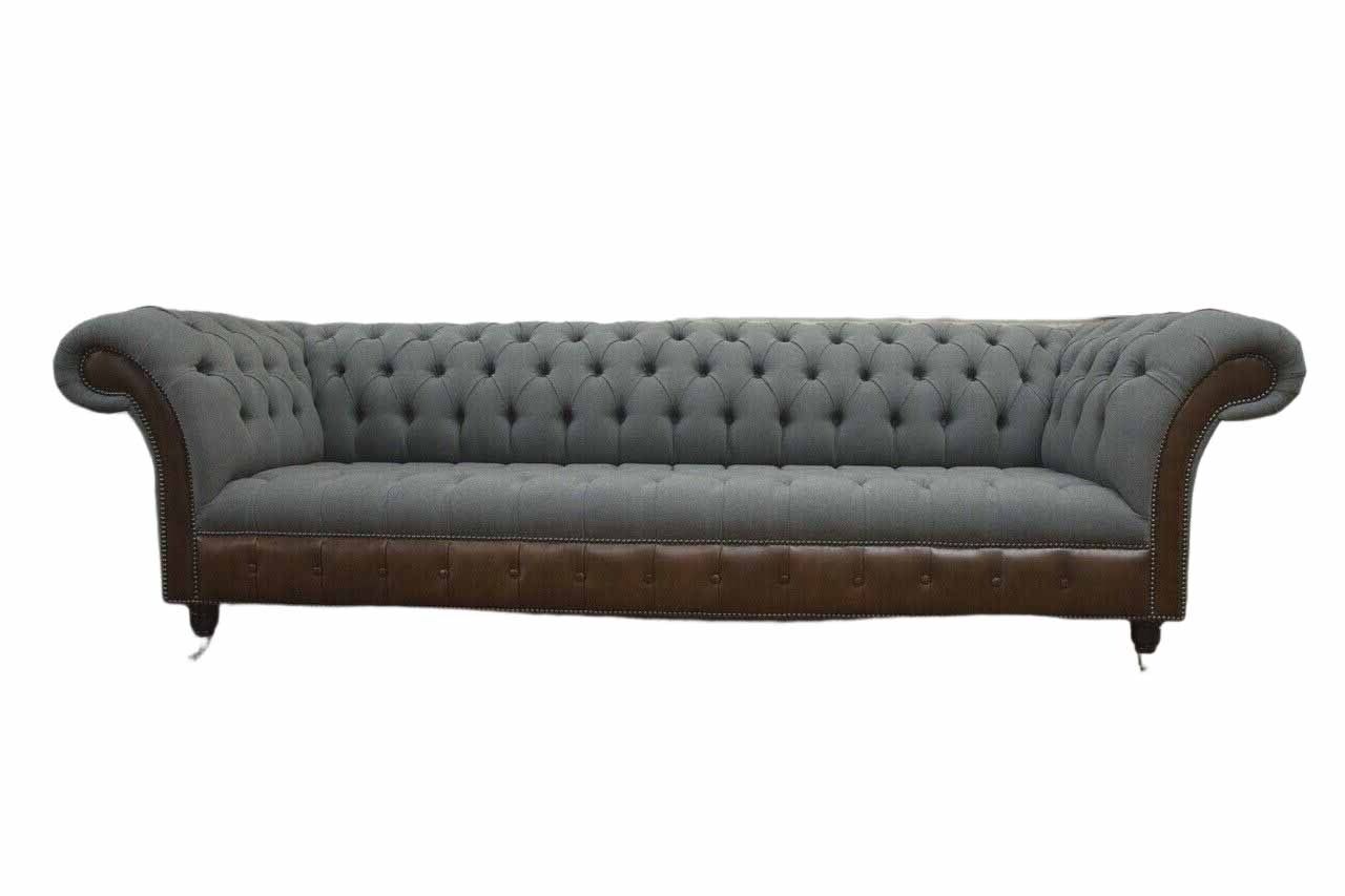 Englische Chesterfield Luxus Textil Sofa 4 Sitzer Sofa Polster Design Stoffsofas