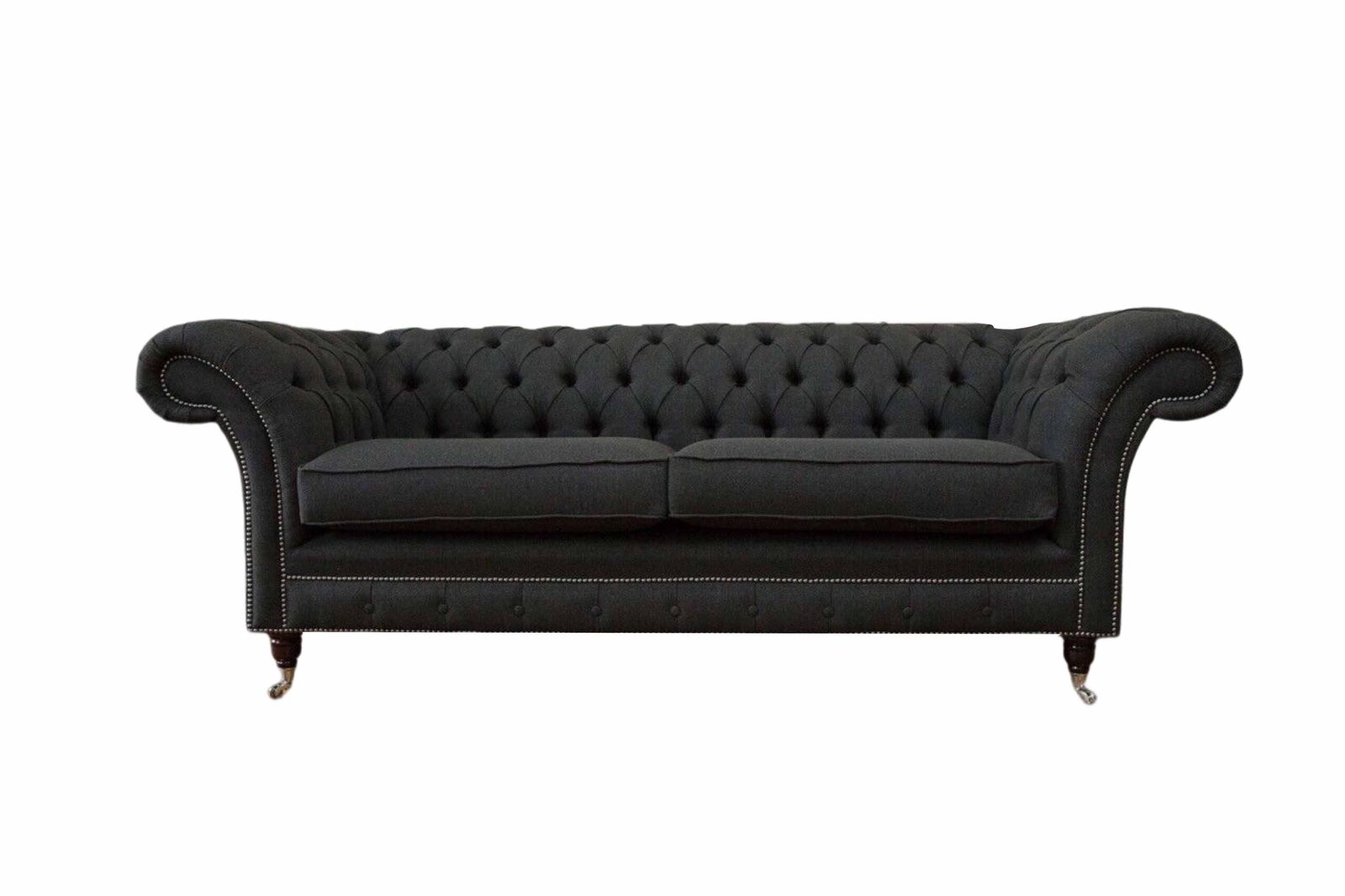 Wohnzimmer Sofa Chesterfield Couch Dreisitzer Design Schwarz Möbel Neu