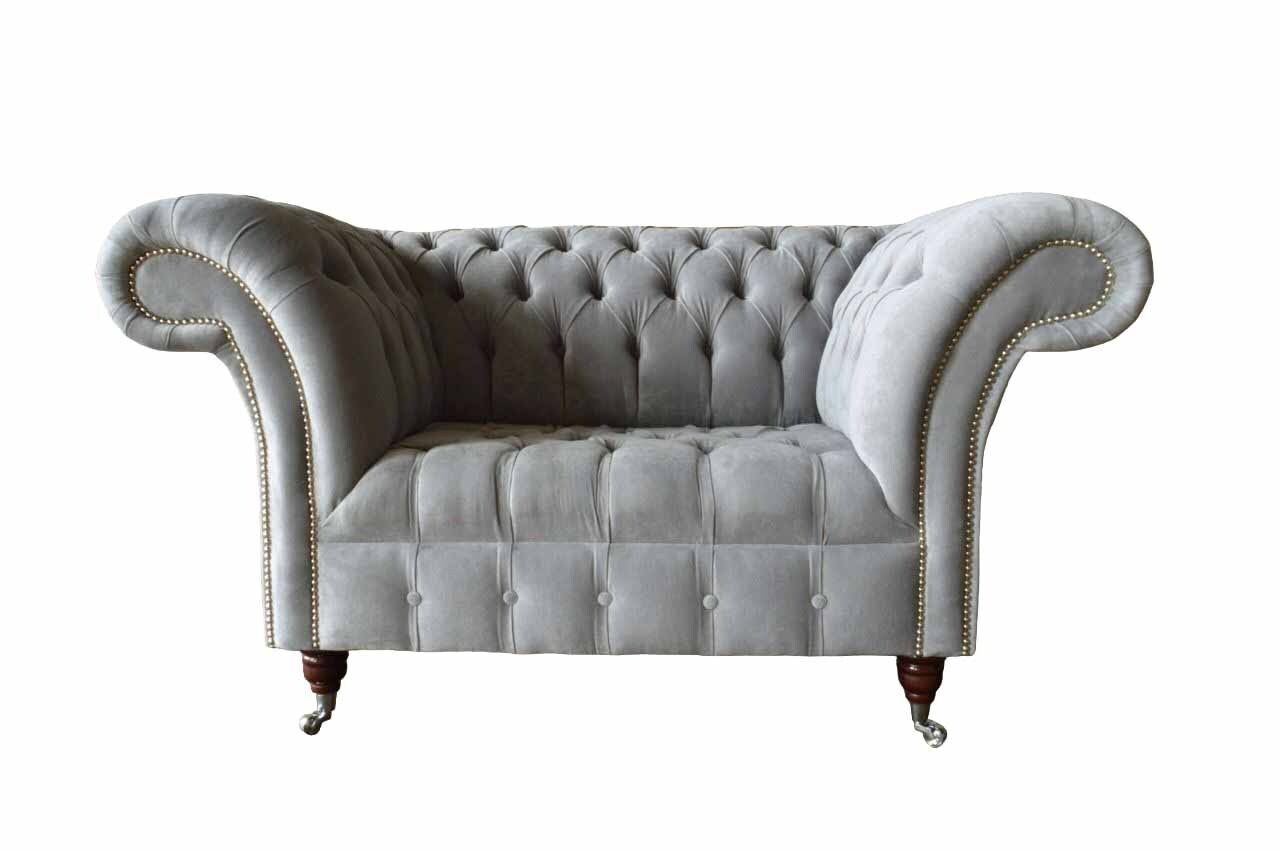 Graue Chesterfield Ohrensessel Grau Sessel Couch Stoffsofa Wohnzimmer39