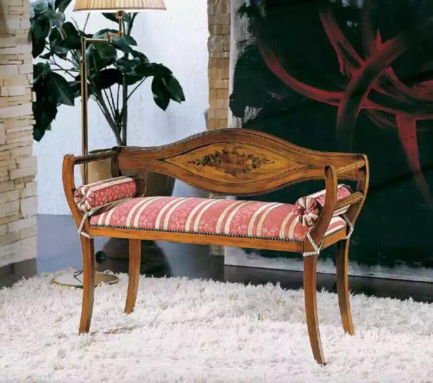 Sitzbank Designer Polsterbank Textil Wohnzimmer Klassische Sitzmöbel