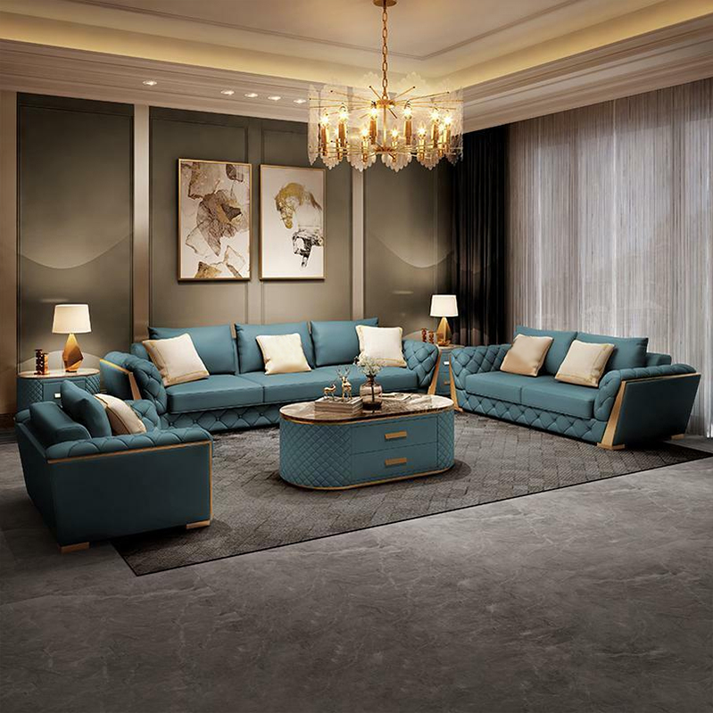Leder Designer Sofa Couch Polster Garnitur 6tlg. Set Garnituren Couchtisch Tisch