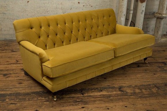 Gelbe Designer Sofa Couch Polster XXL 3 Sitzer Big Sofas Couchen Leder