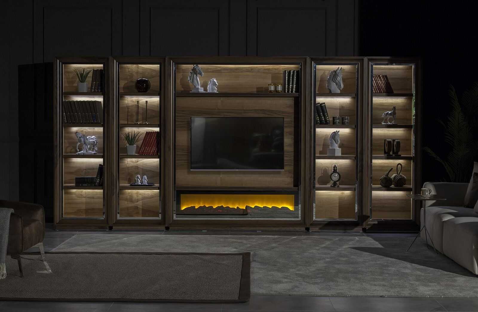luxus wohnwände 448cm schrank wand wohnwand mit kamin wohnzimmer holz
