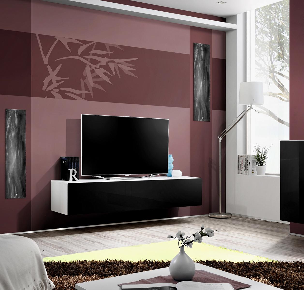 Designer Luxus Hänge TV Ständer Wohnzimmer Holz Lowboard Modern