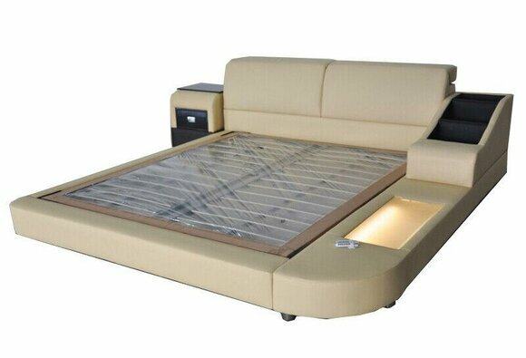 Exclusives Mehrzweck Doppel Betten Hotel Ehe Polster Leder Bett + USB Luxus Neu