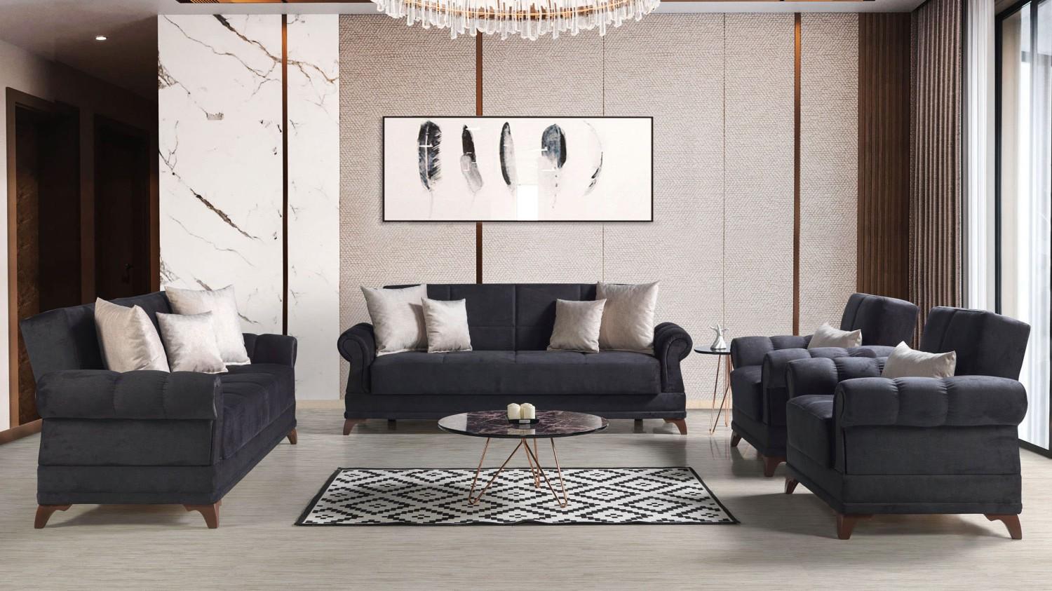 Sofagarnitur 3+2+1+1 Sitzer Textil Komplett 2x Sessel Sofa 3 Sitzer Luxus