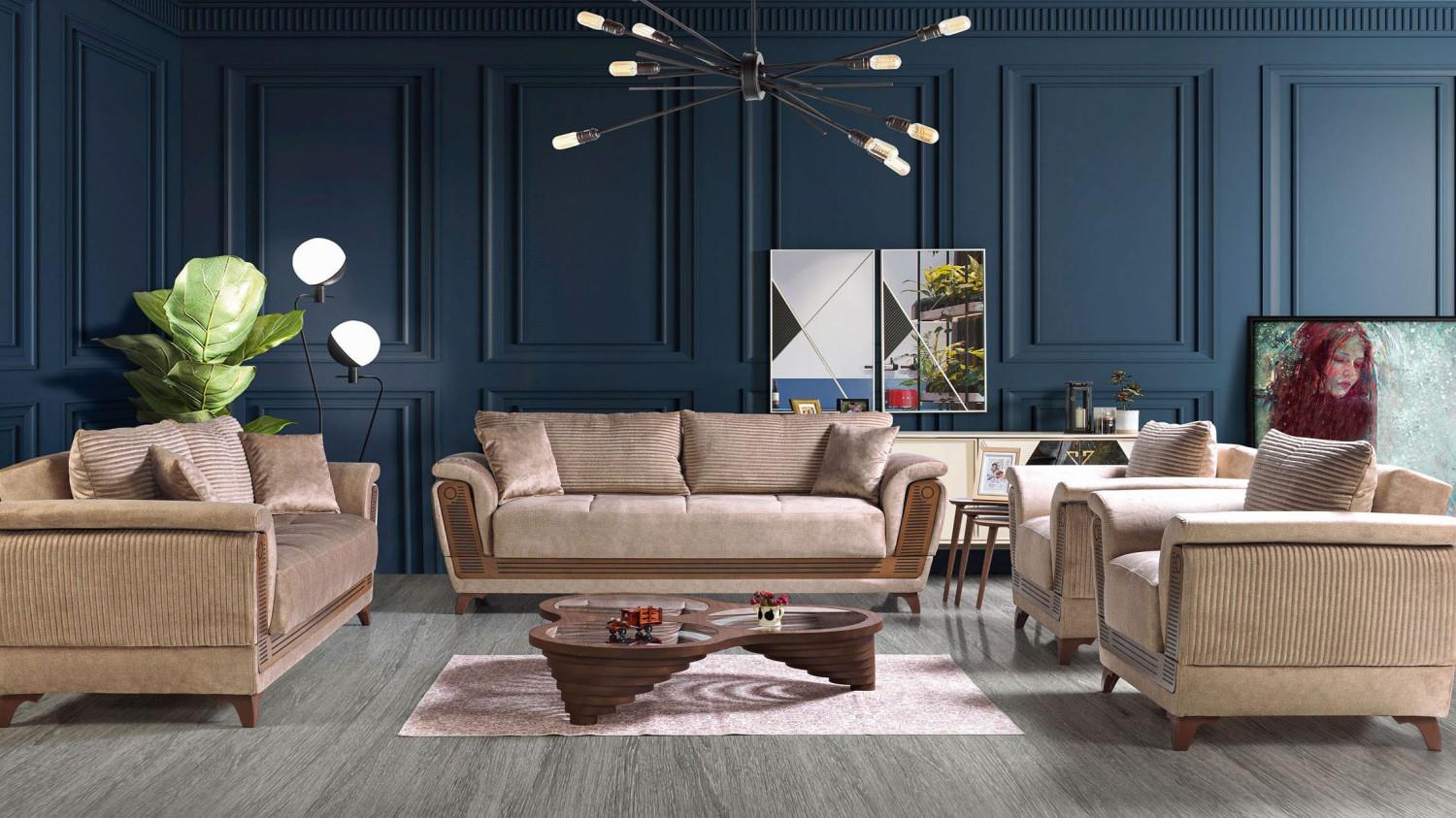 Sofagarnitur 3+2+1+1 Sitzer Textil Modern Komplett Sessel Sofa