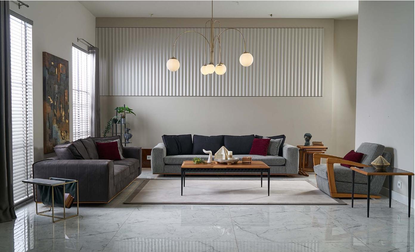 Moderne Sofagarnitur Sofagarnitur Einsitzer Grau Stoffsofa Polstersofa