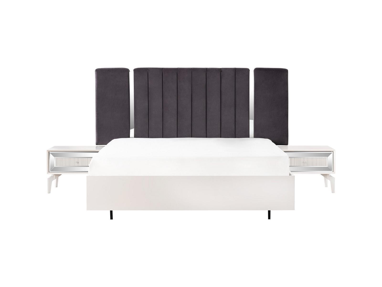 Doppelbett Granitur Schlafzimmer Weiß Bettrahmen Set 3tlg Nachttische