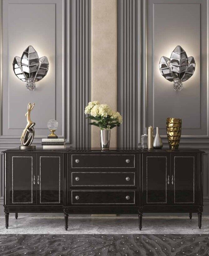 Wohnzimmer Kommode Lowboard schwarz Sideboard Holz Modern Möbel Neu