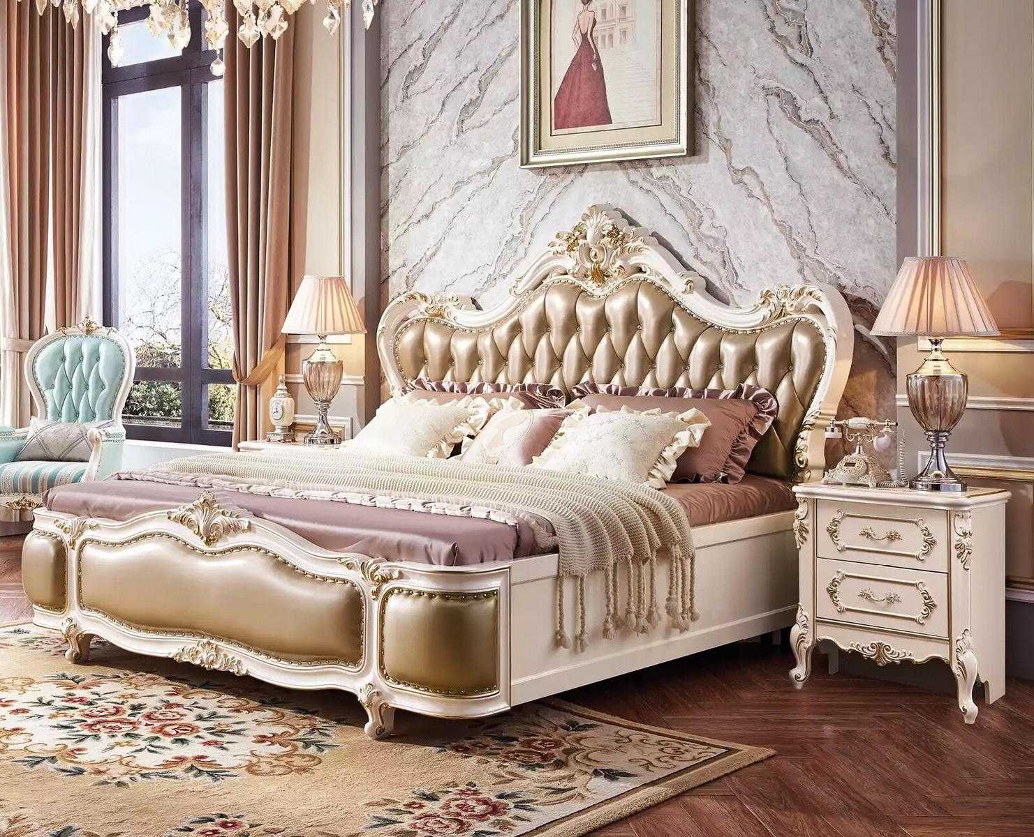 Klassischer Schlafzimmer Luxus Set 3tlg Bett + 2х Nachttische neu