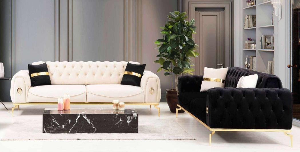 Sofagarnitur Luxus Chesterfield Sitzgruppe Dreisitzer Schwarz 3+3 Sitz