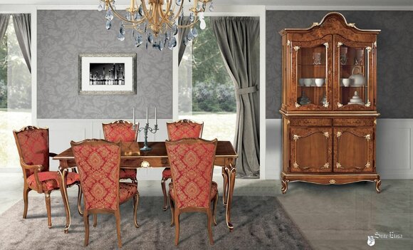 Italienisches Esszimmer Tisch + 6x Lehnstühle Stuhl Essgruppe Essgarnitur 7tlg. Neu