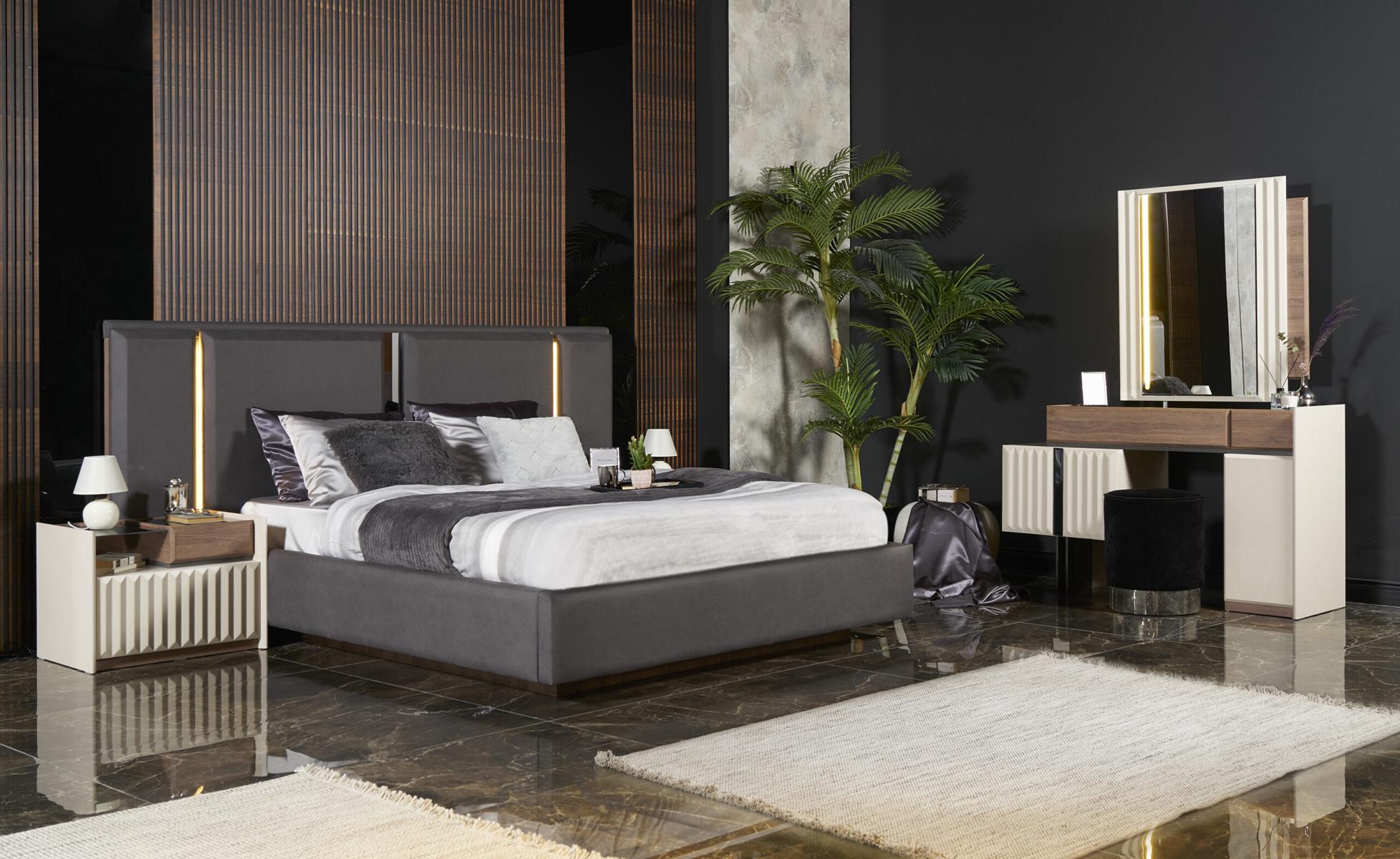 Komplett Schlafzimmer Möbel Set Bett 2x Nachttisch Schminktisch Spiegel