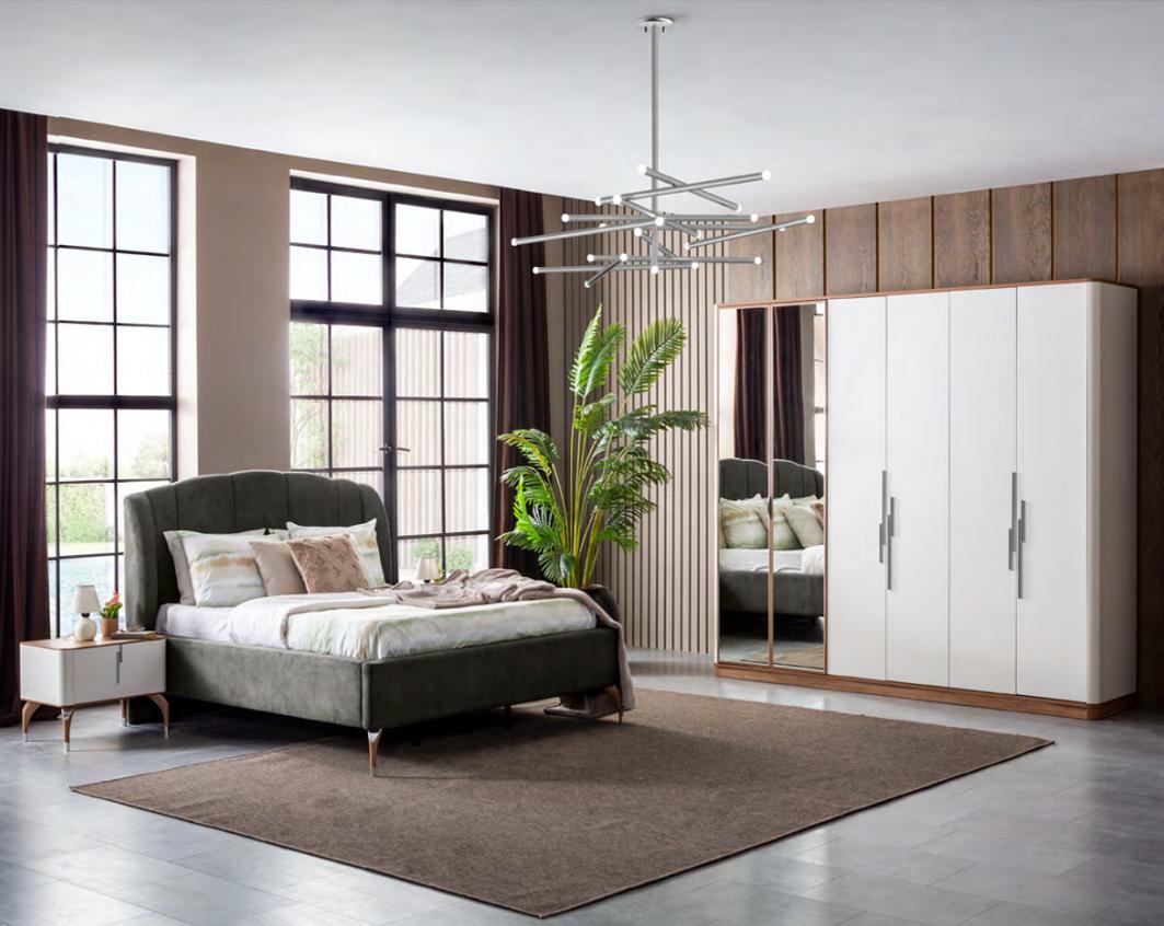 Schlafzimmer Set Luxus Komplettes Bett 2x Nachttisch Kleiderschrank