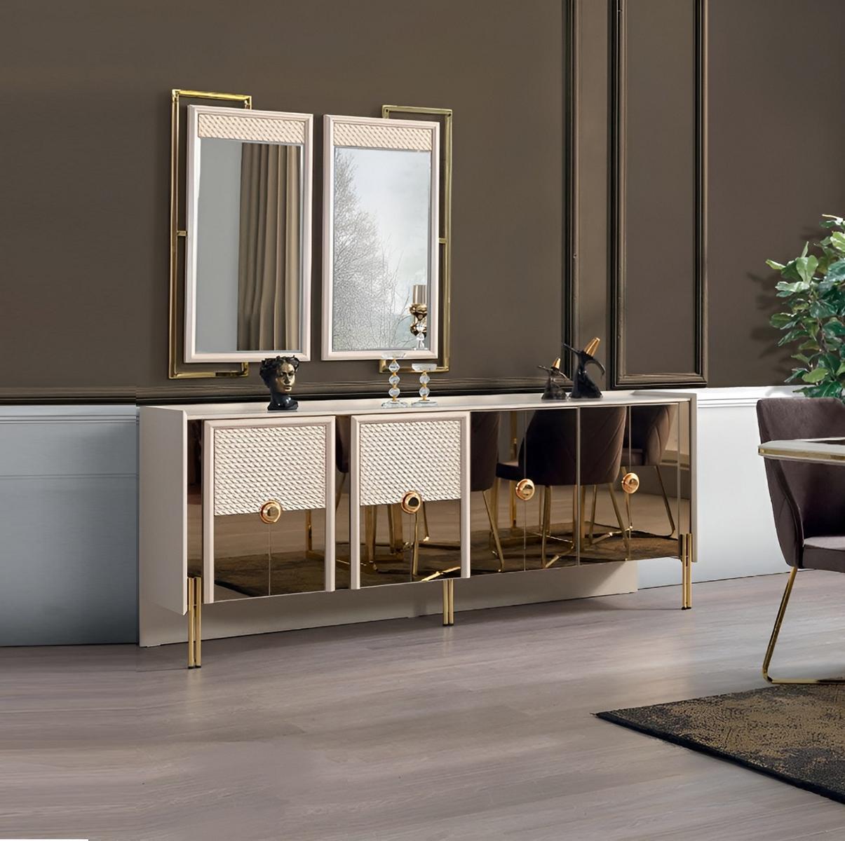 Esszimmer Möbel Sideboard mit Spiegel Luxus Holz Neu Design Moderne