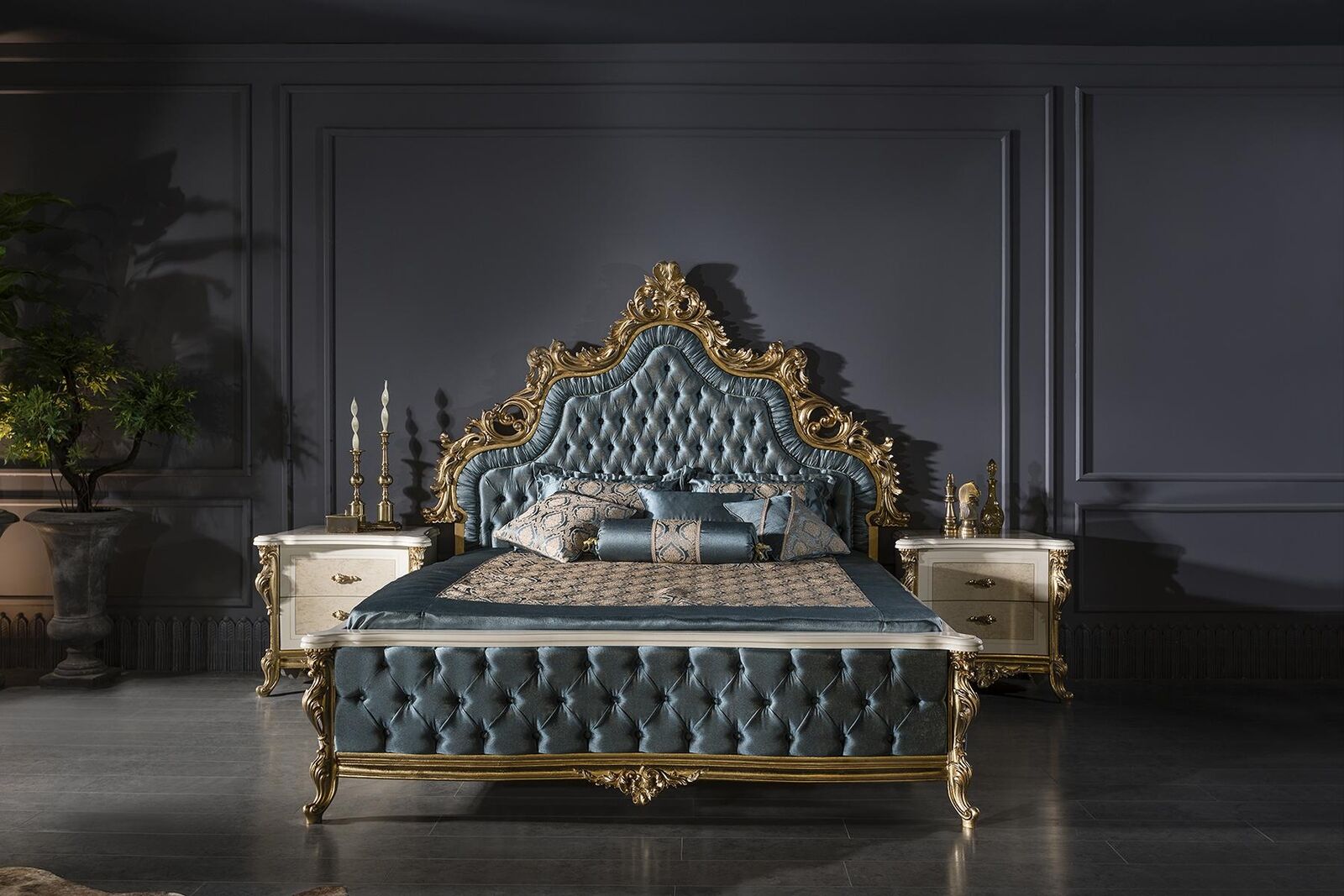Luxus Doppel Bett Chesterfield Barock Betten Schlafzimmer Möbel Knöpfe Sofort