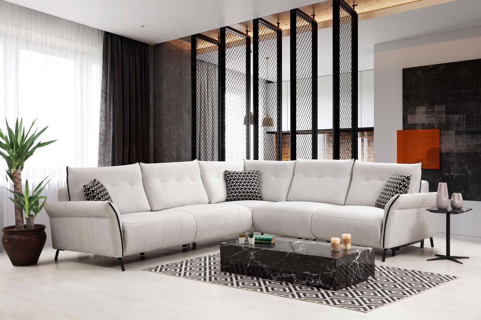 Wohnzimmer Sofa L-Form Modern Design Textil Stoff Luxus Couch Polstermöbel
