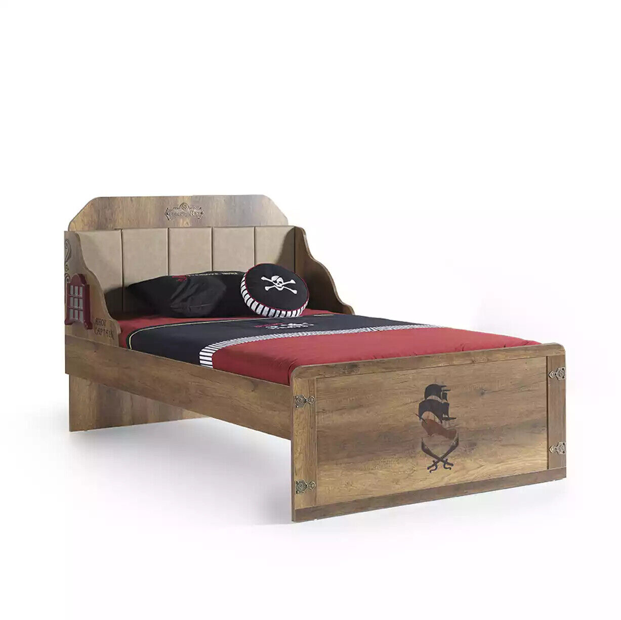 Bettrahmen Funktionsbett Ausziehbares Pirat Braun Holz Kinderbett Bett