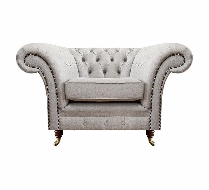 Wohnzimmer Luxus Sessel Polstermöbel Neu Grau Sitz Textil Chesterfield