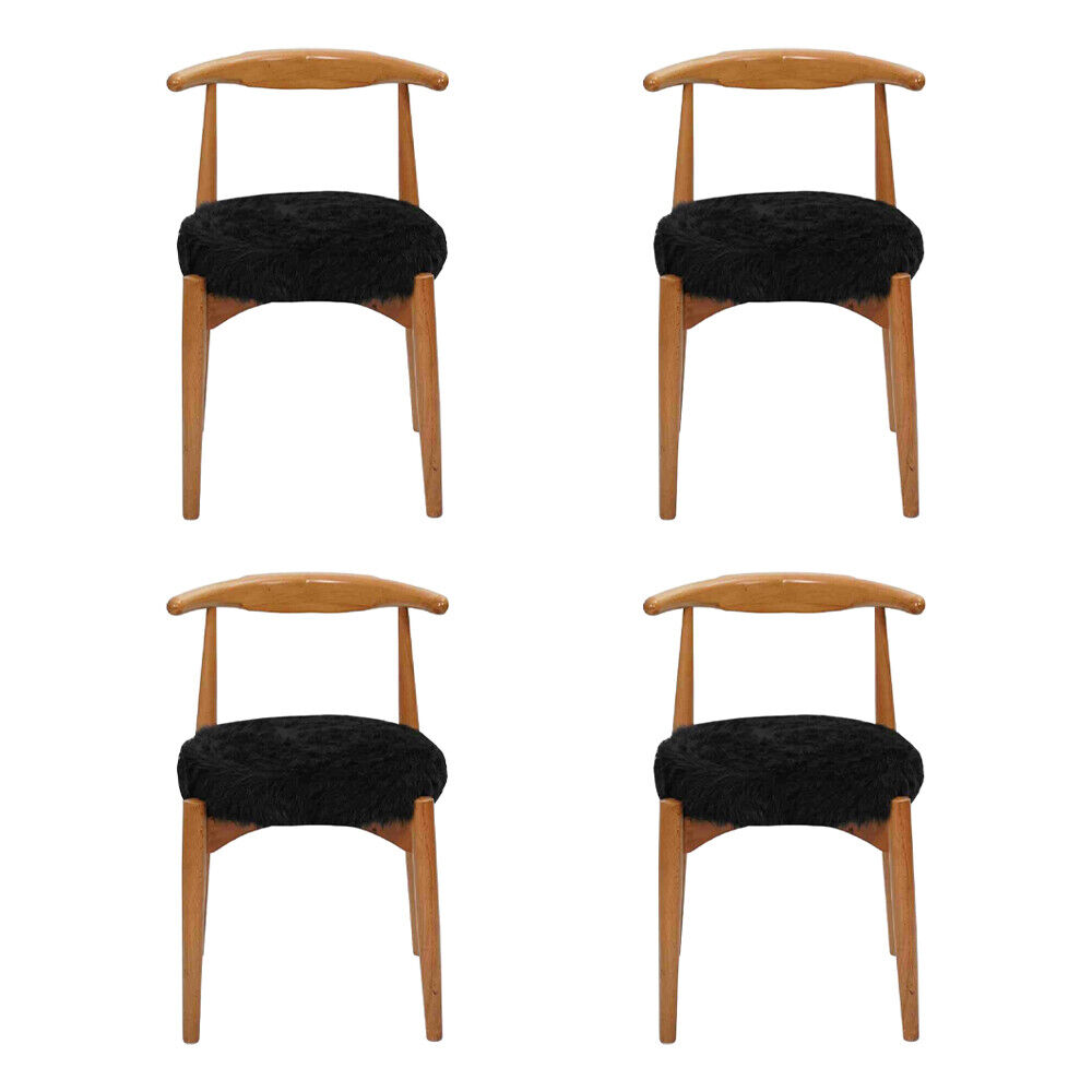Modern Esszimmer Holz 4x Stühle Braun Ohne Armlehne Design gepolsterter Stuhl