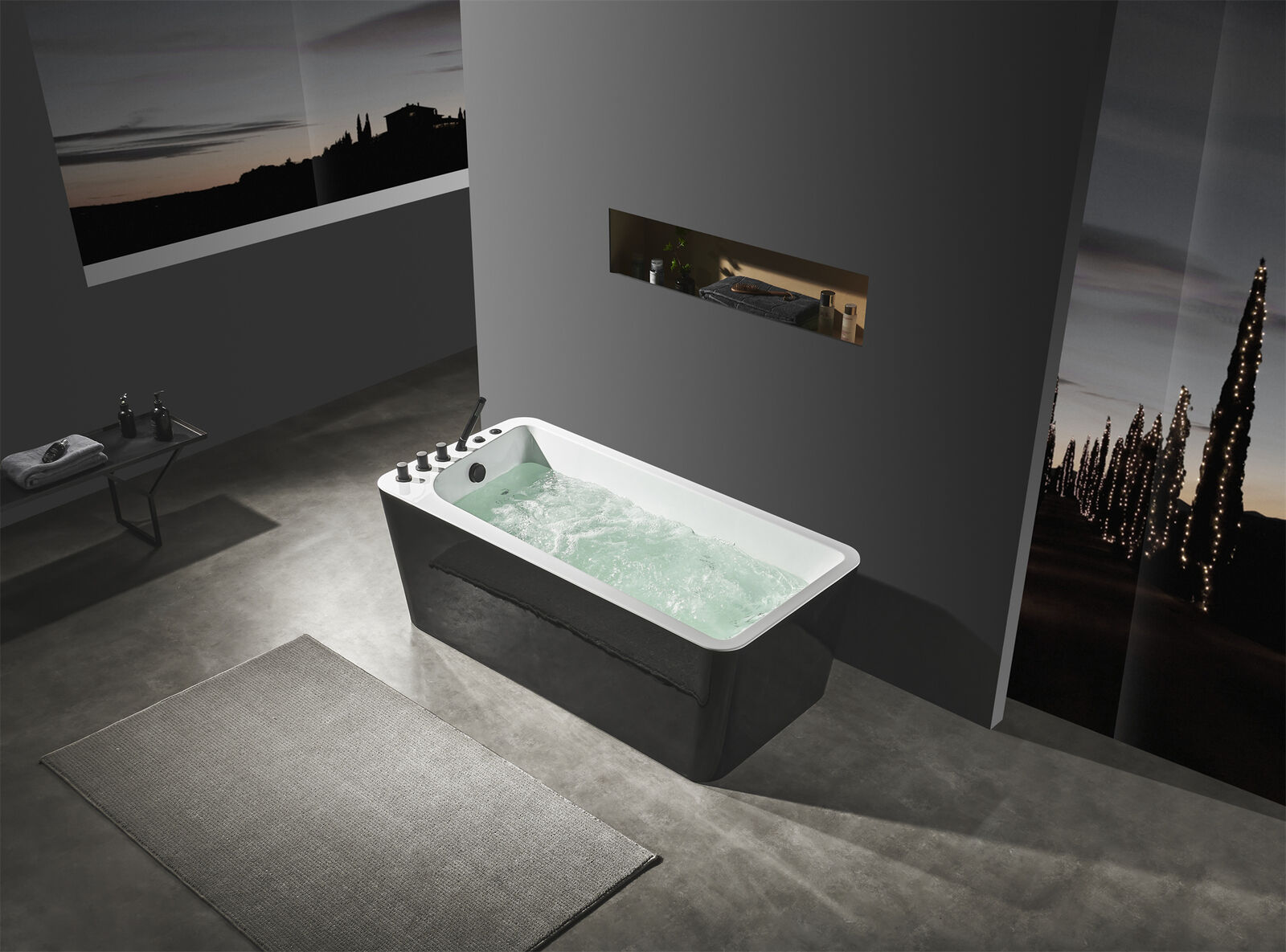 Relax Wanne Indoor Whirlpool Badewanne Whirlwanne Home Spa Schwarz