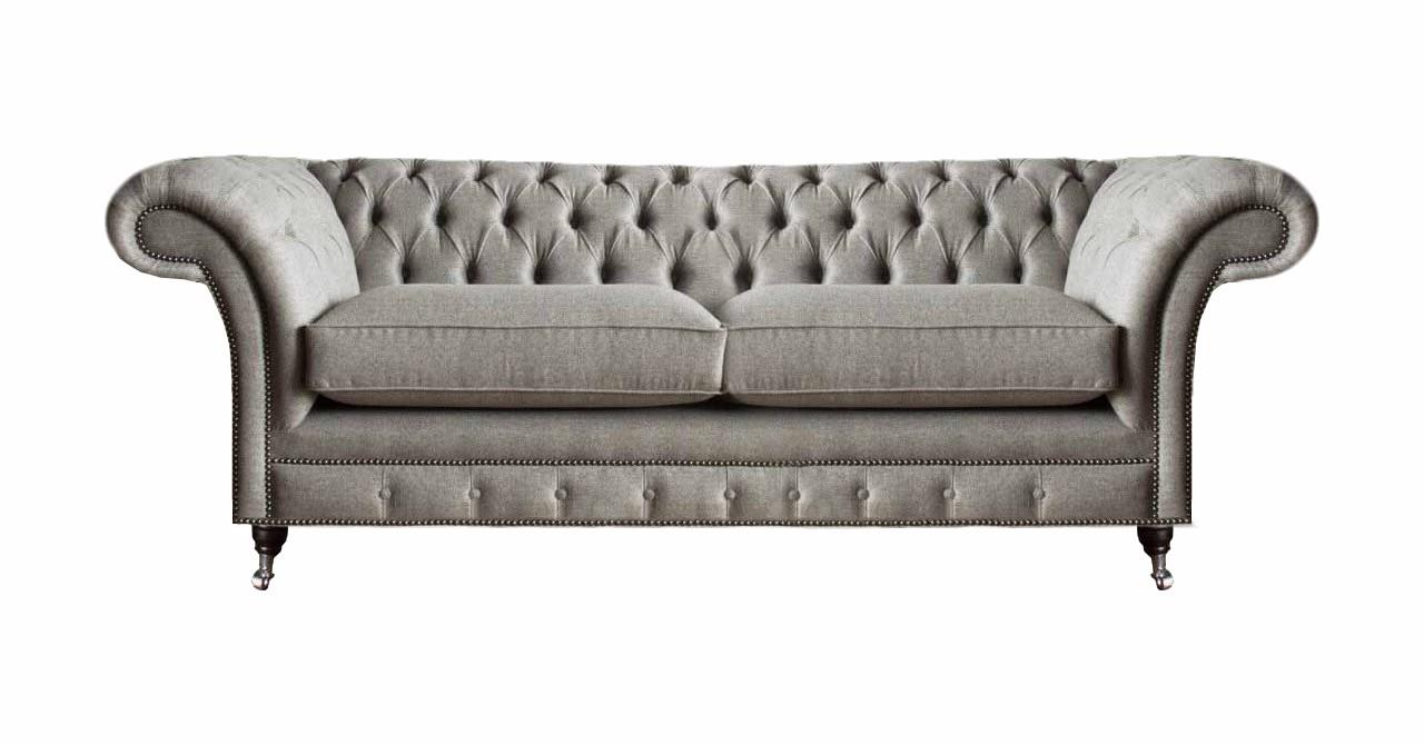 Polstersofa Grau Möbel Luxus Sofa Couch Zweisitzer Chesterfield Sitzmöbel Textil