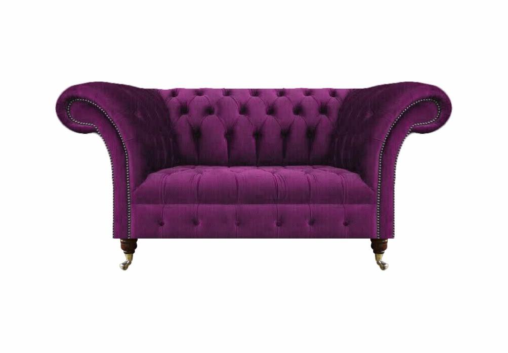 Luxus Sofa Couch Zweisitzer Chesterfield Lila Möbel Textil Wohnzimmer